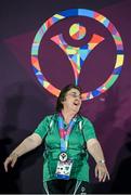 31 July 2015; Team Ireland’s Anne Hoey, a member of Drogheda Special Olympics Club, from Drogheda, Co Louth, celebrates after being presented with a Silver Medal for Bocce at the Los Angeles Convention Center. Special Olympics World Summer Games, Los Angeles, California, United States. Picture credit: Ray McManus / SPORTSFILE