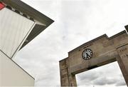 30 July 2015; A general view of the Memorial clock. Kingspan Stadium, Ravenhill Park, Belfast. Picture credit: Ramsey Cardy / SPORTSFILE