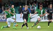31 July 2015; Daryl Horgan, Dundalk, in action against David Cassidy, left, and John Sullivan, Bray Wanderers. SSE Airtricity League Premier Division, Bray Wanderers v Dundalk. Carlisle Grounds, Bray, Co. Wicklow. Picture credit: Matt Browne / SPORTSFILE