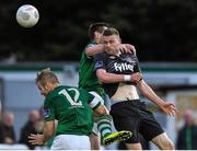 31 July 2015; Ciaran Kilduff, Dundalk, scores his side's first goal against Bray Wanderers past defenders Niall Cooney, 12, and Alan McNally. SSE Airtricity League Premier Division, Bray Wanderers v Dundalk. Carlisle Grounds, Bray, Co. Wicklow. Picture credit: Matt Browne / SPORTSFILE