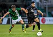 31 July 2015; Richie Towell, Dundalk, in action against John Sullivan, Bray Wanderers. SSE Airtricity League Premier Division, Bray Wanderers v Dundalk. Carlisle Grounds, Bray, Co. Wicklow. Picture credit: Matt Browne / SPORTSFILE