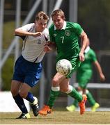 1 August 2015; Team Ireland’s Nathan Finney, a member of Sporting Fingal Special Olympics, from Ballymun, Dublin,  is tackled by Michael Macgurk, SO GB, during a 'Football 11-a-side' semi final at the Drake Stadium. Ireland were beaten 4-2 and will next play in the  Bonze decider. Special Olympics World Summer Games, Los Angeles, California, United States. Picture credit: Ray McManus / SPORTSFILE