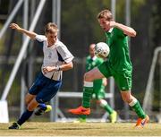 1 August 2015; Team Ireland’s Nathan Finney, a member of Sporting Fingal Special Olympics, from Ballymun, Dublin, is tackled by Michael Macgurk, SO GB, during a 'Football 11-a-side' semi final at the Drake Stadium. Ireland were beaten 4-2 and will next play in the  Bonze decider. Special Olympics World Summer Games, Los Angeles, California, United States. Picture credit: Ray McManus / SPORTSFILE