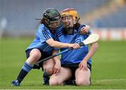 1 August 2015; Dublin players Laoise Quinn and Siobhan Kehoe, left, celebrate after the final whistle. Liberty Insurance Senior Camogie Championship Play-Off, Clare v Dublin. Semple Stadium, Thurles, Co. Tipperary. Picture credit: Matt Browne / SPORTSFILE