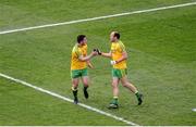 1 August 2015; Patrick McBrearty, Donegal, celebrates with team-mate Colm McFadden after scoring his side's first goal. GAA Football All-Ireland Senior Championship, Round 4B, Donegal v Galway. Croke Park, Dublin. Picture credit: Dáire Brennan / SPORTSFILE