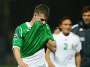 19 November 2008; A dejected Michael O'Connor, Northern Ireland, at the end of the game. Senior International Friendly, Northern Ireland v Hungary. Windsor Park, Belfast. Picture credit: Oliver McVeigh / SPORTSFILE