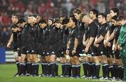 18 November 2008; The New Zealand players line up during the minute silence before the match. Zurich Challenge Match, Munster v New Zealand, Thomond Park, Limerick. Picture credit: Diarmuid Greene / SPORTSFILE