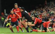 18 November 2008; Piri Weepu, New Zealand, is tackled by Mick O'Driscoll, Munster. Zurich Challenge Match, Munster v New Zealand, Thomond Park, Limerick. Picture credit: Brian Lawless / SPORTSFILE