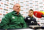 21 November 2008; Ireland head coach Declan Kidney and team captain Brian O'Driscoll speaking to the media during the team media conference. Jury's Croke Park Hotel, Dublin. Picture credit: Pat Murphy / SPORTSFILE