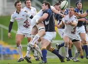 21 November 2008; Cian Healy, Leinster A, tackles Sam Kiley, Ospreys. Leinster A v Ospreys, Belfield Bowl, UCD, Dubin. Picture credit: Brian Lawless / SPORTSFILE