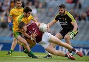 1 August 2015; Damien Comer, Galway, in action against  Ryan McHugh, Donegal. GAA Football All-Ireland Senior Championship, Round 4B, Donegal v Galway. Croke Park, Dublin. Picture credit: Brendan Moran / SPORTSFILE