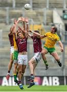 1 August 2015; Damien Comer, left, Fiontán O Curraoin, centre, and Thomas Flynn, Galway, in action against Hugh McFadden, left, and Neil Gallagher, Donegal. GAA Football All-Ireland Senior Championship, Round 4B, Donegal v Galway. Croke Park, Dublin. Picture credit: Ramsey Cardy / SPORTSFILE