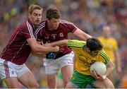 1 August 2015; Ryan McHugh, Donegal, in action against  Gary O'Donnell, left, and Gareth Bradshaw, Galway. GAA Football All-Ireland Senior Championship, Round 4B, Donegal v Galway. Croke Park, Dublin. Picture credit: Brendan Moran / SPORTSFILE