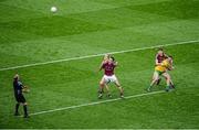 1 August 2015; Referee Eddie Kinsella throws the ball in to start the second half between Fiontán Ó Curraoin, left, and Thomas Flynn, Galway, and Neil Gallagher, left, and Michael Murphy, Donegal. GAA Football All-Ireland Senior Championship, Round 4B, Donegal v Galway. Croke Park, Dublin. Picture credit: Dáire Brennan / SPORTSFILE