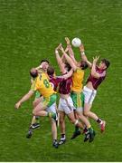 1 August 2015; Donegal players, left to right, Neil Gallagher, Ryan McHugh, and Hugh McFadden in action against Galway players, left to right, Thomas Flynn, Fiontán Ó Curraoin, and Damien Comer. GAA Football All-Ireland Senior Championship, Round 4B, Donegal v Galway. Croke Park, Dublin. Picture credit: Dáire Brennan / SPORTSFILE