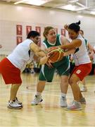 2 August 2015; Team Ireland’s Laura Reynolds, a member of Blue Dolphins Special Olympics Club, from Kilbride, Co. Wicklow, is tackled by Mexico's Karla Diaz, 8, and Maria Alba during the BB Basketball Team Division F.02 Final, SO Mexico v SO Ireland at the Galen Center. Special Olympics World Summer Games, Los Angeles, California, United States. Picture credit: Ray McManus / SPORTSFILE