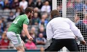2 August 2015; Dublin goalkeeper Stephen Cluxton, catches the ball which was judged to have crossed over the goal line after referee Padraig O'Sullivan had consulted the umpires resulting in a goal been awarded to Fermanagh. GAA Football All-Ireland Senior Championship Quarter-Final, Dublin v Fermanagh. Croke Park, Dublin. Picture credit: David Maher / SPORTSFILE