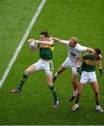 2 August 2015; DAvid Moran, left, and Anthony Maher, Kerry, in action against Tommy Moolick, Kildare. GAA Football All-Ireland Senior Championship Quarter-Final, Kerry v Kildare. Croke Park, Dublin. Picture credit: Dáire Brennan / SPORTSFILE