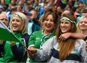 2 August 2015; Fermanagh supporters cheer on their team at the end of the game. GAA Football All-Ireland Senior Championship Quarter-Final, Dublin v Fermanagh. Croke Park, Dublin. Picture credit: David Maher / SPORTSFILE