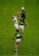 2 August 2015; David Moran, Kerry, competes against Tommy Moolick, Kildare, for the throw-in at the start of the second half. GAA Football All-Ireland Senior Championship Quarter-Final, Kerry v Kildare. Croke Park, Dublin. Picture credit: Dáire Brennan / SPORTSFILE
