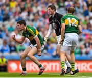 2 August 2015; Kerry's Paul Geaney, left, celebrates a goal by Donnchadh Walsh. GAA Football All-Ireland Senior Championship Quarter-Final, Kerry v Kildare. Croke Park, Dublin. Picture credit: Ramsey Cardy / SPORTSFILE