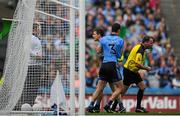 2 August 2015; Stephen Cluxton, Dublin, unhappy about the referees decision to award a goal. GAA Football All-Ireland Senior Championship Quarter-Final, Dublin v Fermanagh. Croke Park, Dublin.