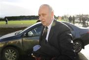 23 November 2008; Frank Murphy, Secretary of the Cork County Board, arrives before the game. Match to celebrate 150th Anniversary of St Colman's College, St Colman's XV v Cork Selection XV, Fitzgerald Park, Fermoy, Co. Cork. Picture credit: Brendan Moran / SPORTSFILE