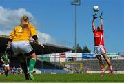 3 August 2015; Valerie Mulcahy, Cork, in action against Aine Bennett, Meath, after a missed penalty. TG4 Ladies Football All-Ireland Senior Championship, Qualifier Round 2, Cork v Meath. Semple Stadium, Thurles, Co. Tipperary. Picture credit: Ramsey Cardy / SPORTSFILE