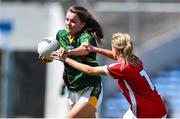 3 August 2015; Kate Byrne, Meath, in action against Orla Finn, Cork. TG4 Ladies Football All-Ireland Senior Championship, Qualifier Round 2, Cork v Meath. Semple Stadium, Thurles, Co. Tipperary. Picture credit: Ramsey Cardy / SPORTSFILE