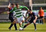 3 August 2015; Mikey Drennan, Shamrock Rovers, in action against Greg Bolger and Lee Desmond, St Patrick's Athletic. EA Sports Cup Semi-Final, Shamrock Rovers v St Patrick's Athletic. Tallaght Stadium, Tallaght Co. Dublin. Picture credit: David Maher / SPORTSFILE