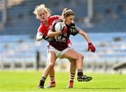3 August 2015; Claire Dunleavy, Galway, in action against Lisa Lynch, Cork. TG4 Ladies Football All-Ireland Minor A Championship Final, Cork v Galway. Semple Stadium, Thurles, Co. Tipperary. Picture credit: Ramsey Cardy / SPORTSFILE