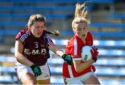 3 August 2015; Laura Cleary, Cork, in action against Sarah Donnellan, Galway. TG4 Ladies Football All-Ireland Minor A Championship Final, Cork v Galway. Semple Stadium, Thurles, Co. Tipperary. Picture credit: Ramsey Cardy / SPORTSFILE