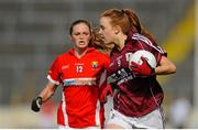 3 August 2015; Siobhán Divilly, Galway, in action against Shauna Cronin, Cork. TG4 Ladies Football All-Ireland Minor A Championship Final, Cork v Galway. Semple Stadium, Thurles, Co. Tipperary. Picture credit: Eoin Noonan / SPORTSFILE