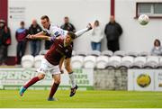 3 August 2015; Jake Keegan, Galway United, in action against Paul Finnegan, Dundalk. EA Sports Cup, Semi-Final, Galway United v Dundalk. Eamonn Deasy Park, Galway. Picture credit: Seb Daly / SPORTSFILE