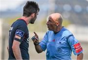 3 August 2015; Referee Paul Tuite, with Killian Brennan, St Patrick's Athletic. EA Sports Cup Semi-Final, Shamrock Rovers v St Patrick's Athletic. Tallaght Stadium, Tallaght Co. Dublin. Picture credit: David Maher / SPORTSFILE