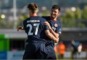 3 August 2015; Killian Brennan, right, St Patrick's Athletic, celebrates with winning penalty goalscorer Ian Morris  at the end of the penalty shoot-out. EA Sports Cup Semi-Final, Shamrock Rovers v St Patrick's Athletic. Tallaght Stadium, Tallaght Co. Dublin. Picture credit: David Maher / SPORTSFILE