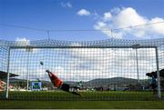 3 August 2015; Conor O'Malley, St Patrick's Athletic goalkeeper, saves a penalty from Mikey Drennan, Shamrock Rovers, during the penalty shoot-out. EA Sports Cup Semi-Final, Shamrock Rovers v St Patrick's Athletic. Tallaght Stadium, Tallaght Co. Dublin. Picture credit: David Maher / SPORTSFILE