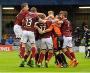 3 August 2015; Galway United players celebrate their team's victory in a penalty shoot-out against Dundalk. EA Sports Cup, Semi-Final, Galway United v Dundalk. Eamonn Deasy Park, Galway. Picture credit: Seb Daly / SPORTSFILE