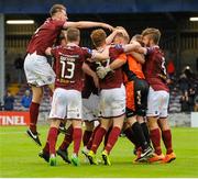 3 August 2015; Galway United players celebrate after their victory in a penalty shoot-out against Dundalk. EA Sports Cup, Semi-Final, Galway United v Dundalk. Eamonn Deasy Park, Galway. Picture credit: Seb Daly / SPORTSFILE