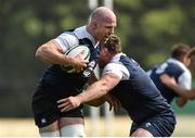 4 August 2015; Ireland captain Paul O'Connell goes past the tackle of Jack McGrath during squad training. Ireland Rugby Squad Training. Carton House, Maynooth, Co. Kildare. Picture credit: Matt Browne / SPORTSFILE