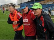 3 August 2015; Cork manager John Cleary with selectors Tom Scally, left and Fr. Liam Kelleher, right, after the game. TG4 Ladies Football All-Ireland Minor A Championship Final, Cork v Galway. Semple Stadium, Thurles, Co. Tipperary. Picture credit: Eoin Noonan / SPORTSFILE