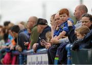 4 August 2015; A young Leinster supporter watches the team in action during squad training. Leinster Rugby Squad Training. Edenderry, Co. Offaly. Picture credit: Seb Daly / SPORTSFILE