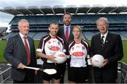 4 August 2015; A host of Irish sporting personalities, including Dublin's Alan Brogan, Mayo's Cora Staunton and legendary Gaelic Games commentator Michéal O Muircheartaigh togged out in Croke Park to officially launch the 20th annual Asian Gaelic Games, sponsored again this year by FEXCO. The games will take place on October 24th and 25th is Shanghai, China. Pictured at the launch are, from left, Nicky English, Alan Brogan, Dublin, Shane Kavanagh, Marketing Director, FEXCO, Cora Staunton, Mayo and Michéal O Muircheartaigh. Croke Park, Dublin. Picture credit: Brendan Moran / SPORTSFILE