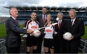 4 August 2015; A host of Irish sporting personalities, including Dublin's Alan Brogan, Mayo's Cora Staunton and legendary Gaelic Games commentator Michéal O Muircheartaigh togged out in Croke Park to officially launch the 20th annual Asian Gaelic Games, sponsored again this year by FEXCO. The games will take place on October 24th and 25th is Shanghai, China. Pictured at the launch are, from left, Nicky English, Alan Brogan, Dublin, Shane Kavanagh, Marketing Director, FEXCO, Cora Staunton, Mayo and Michéal O Muircheartaigh. Croke Park, Dublin. Picture credit: Brendan Moran / SPORTSFILE