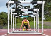 4 August 2015; Pictured at the preview of the GloHealth Senior Track and Field Championships, which will take place in Morton Stadium, Santry, on 8th and 9th August, is hurdler Thomas Barr. The Championships are free to under 16s and a perfect day out for the whole family. Tickets can be bought at www.athleticsireland.ie or at the gate on the day. Morton Stadium, Santry, Dublin. Picture credit: Ramsey Cardy / SPORTSFILE