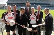 4 August 2015; A host of Irish sporting personalities, including Dublin's Alan Brogan, Mayo's Cora Staunton and legendary Gaelic Games commentator Michéal O Muircheartaigh togged out in Croke Park to officially launch the 20th annual Asian Gaelic Games, sponsored again this year by FEXCO. The games will take place on October 24th and 25th is Shanghai, China. Pictured at the launch are, from left, Alan Brogan, Dublin, Paul Earley, Consular Wu, of the Embassy of the People's Republic of China, Shane Kavanagh, Marketing Director, FEXCO, Cora Staunton, Mayo, Nicky English and Joe Trolan, Chairperson, Asian County Board. Croke Park, Dublin. Picture credit: Brendan Moran / SPORTSFILE