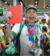 4 August 2015; Team Ireland’s Timothy Morahan, a member of South Dublin Special Olympics Sports Club, from Rathmines, Dublin, at Dublin Airport during their homecoming. Team Ireland returns from the Special Olympics World Summer Games. Terminal 2, Dublin Airport. Picture credit: Ray McManus / SPORTSFILE