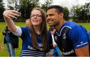 4 August 2015; Leinster's Ben Te'o has a selfie taken with a supporter following squad training. Leinster Rugby Squad Training. Edenderry, Co. Offaly.