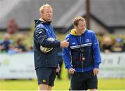 4 August 2015; Leinster forwards coach Leo Cullen, left, and head of fitness Daniel Tobin during squad training. Leinster Rugby Squad Training. Edenderry, Co. Offaly. Picture credit: Seb Daly / SPORTSFILE