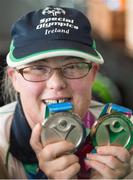 4 August 2015; Team Ireland’s Nuala Browne, a member of North West Special Olympics Club, from Strabane, Co Tyrone, during the homecoming. Team Ireland returns from the Special Olympics World Summer Games. Terminal 2, Dublin Airport. Picture credit: Ray McManus / SPORTSFILE